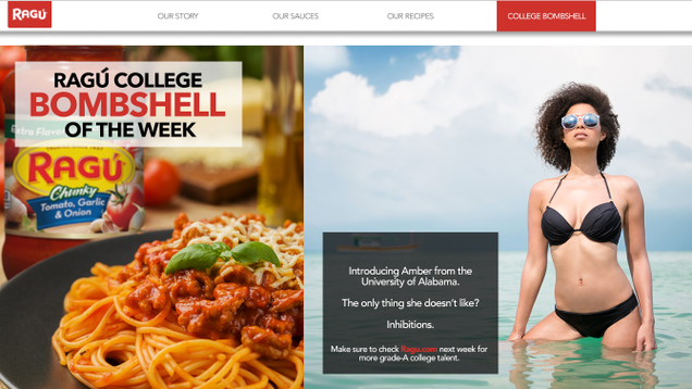 Illustration for article titled Bold Strategy: Ragú Has Started A ‘Ragú College Bombshell Of The Week’ Feature On Its Website